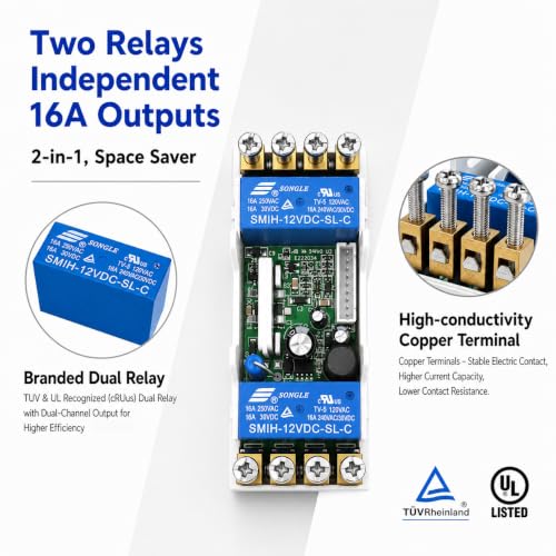 TM922 2 Channels Big LCD Display Programmable Timer Time Clock Switch with Two Relays Independent 16A Outputs (Blue Backlight) - size: Input 85-265VAC