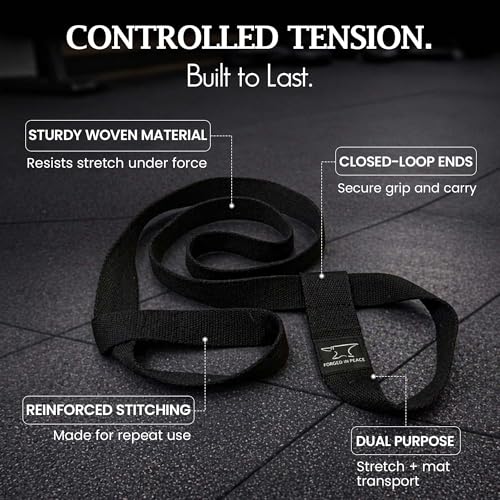 Men’s Yoga Strap – Adjustable Mat Carrier & Stretching Strap for Yoga, Pilates, and Fitness, Black