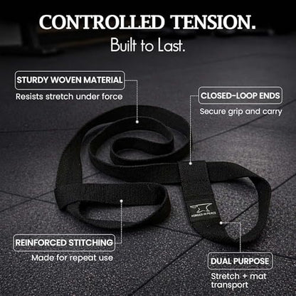 Men’s Yoga Strap – Adjustable Mat Carrier & Stretching Strap for Yoga, Pilates, and Fitness, Black