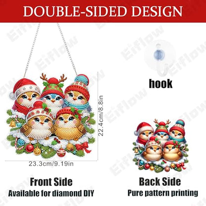 Eiflow Acrylic Diamond Art Hanging Kit for Adults, DIY Diamonds Painting Door Hanger Board Kit, Special Crystal Diamond Art Painting Pendant Ornament (Christmas Bird) - color: Christmas Bird