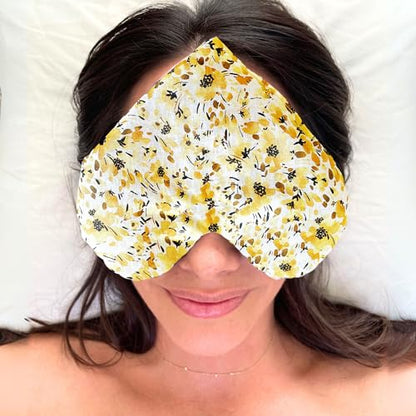 Stillnus Weighted Heart Eye Pillow & Eye Mask – Gift for Women, Sunny - style: Yellow Florals
