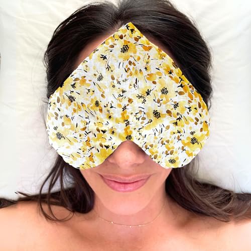 Stillnus Weighted Heart Eye Pillow & Eye Mask – Gift for Women, Sunny - style: Yellow Florals