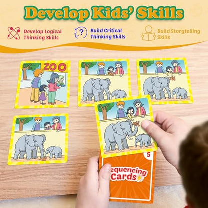 Kasfalci Sequencing Cards, Sequence Game for Kids, Speech Therapy Materials for Autism, Improve Storytelling,Social Skills, Sentence Building, Preschool Learning Activities for Classroom & Homeschool - style: 5-Scene Sequencing Cards