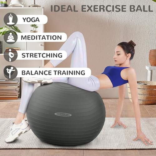 Fitvids Anti-Burst and Slip Resistant Exercise Ball Yoga Ball Fitness Ball Birthing Ball with Quick Pump - color: Gray, size: S(15-18in/38-45cm)