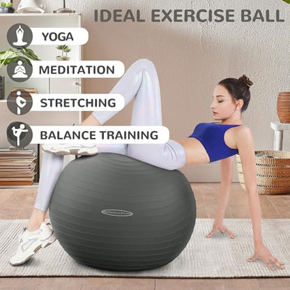 Fitvids Anti-Burst and Slip Resistant Exercise Ball Yoga Ball Fitness Ball Birthing Ball with Quick Pump - color: Gray, size: L(23-26in/58-65cm)