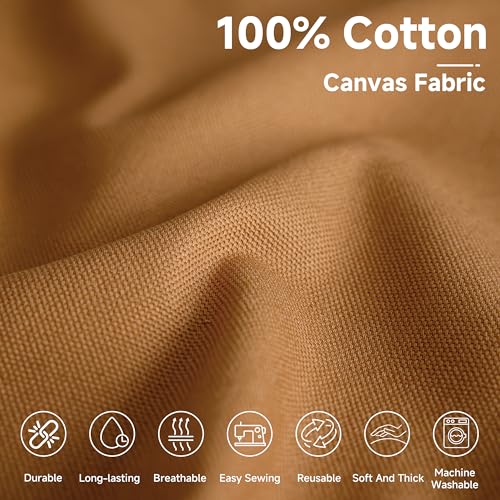 Simple&Opulence 100% Cotton Canvas Fabric 10oz. 59 Inch by The Yard, Nature Duck Fabric Textile Medium Weight for Painting, Sewing, Crafts, Embroidery, Bag, Handmade Home Decor(1 Yard, Khaki) - color: Khaki, size: 1 Yard