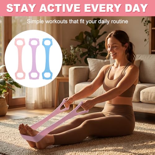 3 Pcs Figure 8 Fitness Resistance Band, Back Training Elastic Rope, Pilates Stretching Band for Arm Shoulder Workout, Chest Expansion and Yoga Exercise at Home Gym