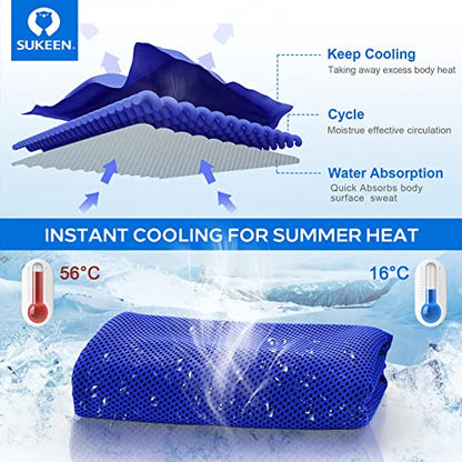 Sukeen 4 Pack Cooling Towels (40"x 12"), Cooling Neck Wraps, Soft Ice Towel - color: Blue/Grey/Purple/Dark Blue