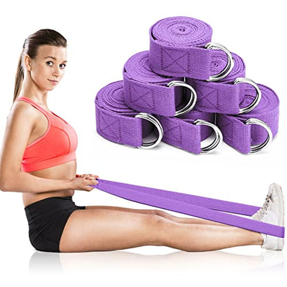 Leyndo Yoga Strap Stretching Pilates Exercise Adjustable Straps 6 ft Non Elastic Yoga Belt with Adjustable D Ring Buckle for Pilates Gym Workouts Fitness - color: Purple