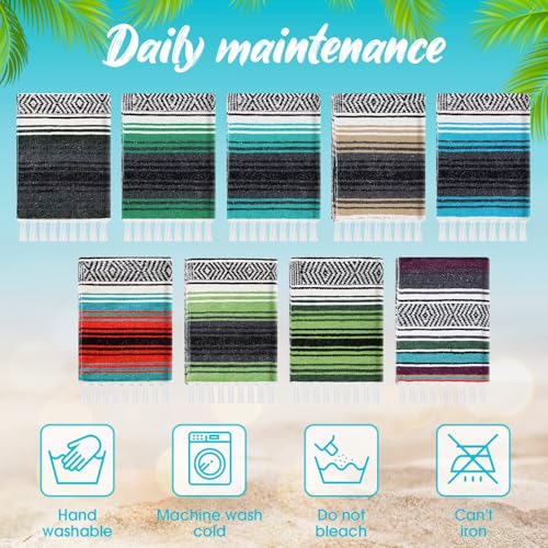Peryiter 9 Pcs Mexican Yoga Blanket Striped Falsa, 45x70,Green Colors - color: Green Colors