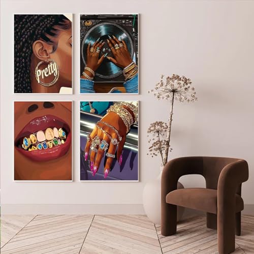 4 Pack African American Paint by Numbers KitforAdults Canvas Frameworkless | Easy Adult Paint by Number Kits on Canvas DIY 4 Pack African Painting for Beginners Art by Numbers for Home Wall Decor Gift - color: YH03213