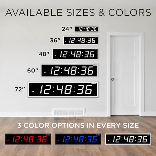 Ivation Oversized Digital Wall Clock with Large LED Display & Timer, 48" | Multi-function with Timer, Stopwatch, Alarms, Temp & Date, Aluminum frame, 6 Brightness levels, Time memory, Remote | White - color: White, size: 48" Inch