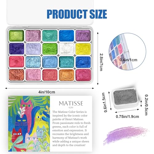 CraftyManor Mini Forestry Shifting Watercolor Painting Set - 40 Color Shifting Watercolor Paints, Shimmer Metallic & Glitter Watercolor Paints, Matisse & DunHuang Style - color: Matisse+DunHuang 40 Colors