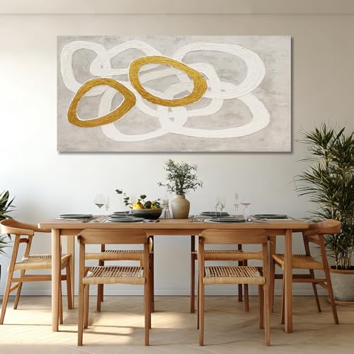 Dolidoteart Beige White Gold Abstract Wall Art, Large Canvas Wall Art for Living Room Office, Neutral Hand-Painted Style Horizontal Wall Decor, 29x58 Inch - color: Gold, size: 58"L x 29"W
