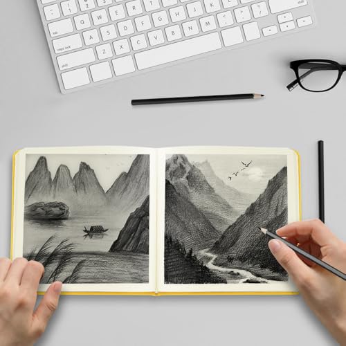 5x5 Pocket Sketch Book,80gsm Hardcover Art Sketchbook for Drawing Journal | PU Cover,Blank Paper,96Sheets/192Pages,Lay-Flat,Portable Travel Creation Paint Diary Memo Planner,Dry Media.Yellow - color: PU Cover-5x5in-Yellow