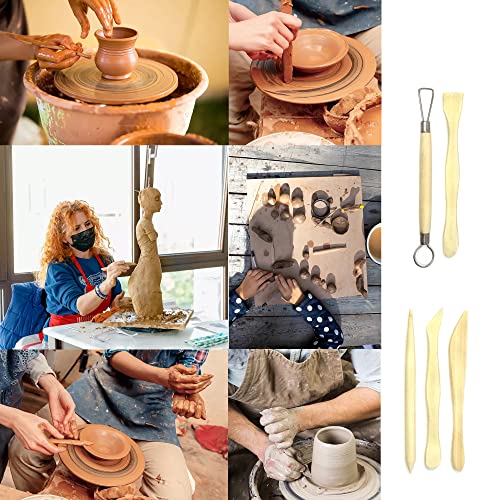 "Honbay 5-Piece Wooden Mini Modeling Tools Clay Sculpture Tools for Cutting, Carving and Smoothing"