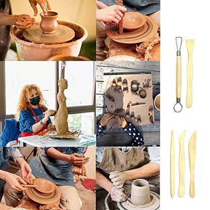 "Honbay 5-Piece Wooden Mini Modeling Tools Clay Sculpture Tools for Cutting, Carving and Smoothing"