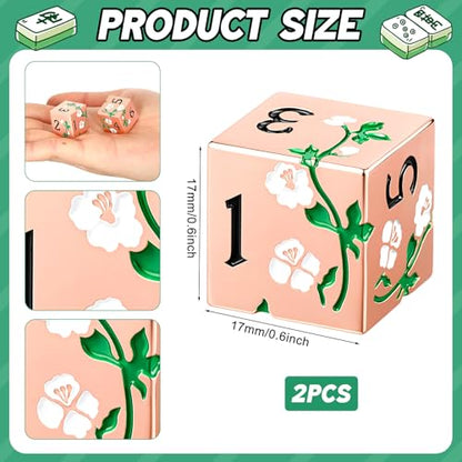 2 Pcs Mahjong Dice Metal, Classic, Rose Gold | D6 Mah Jong Dice,Standard Size Mahjong Dice, Durable Material, Replacement for Lost Dice, Board Game Mahjong Supplies - color: Rose Gold, size: Classic