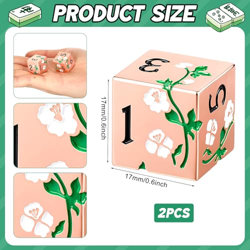 2 Pcs Mahjong Dice Metal, Classic, Rose Gold | D6 Mah Jong Dice,Standard Size Mahjong Dice, Durable Material, Replacement for Lost Dice, Board Game Mahjong Supplies - color: Rose Gold, size: Classic