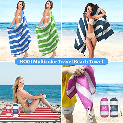 BOGI 4 Pack Microfiber Beach Towel Set for Travel Bath Beach Swim Gym Yoga（L 63''x31.5''） - color: Blue+bblue+gblue+pblue, size: L:63"x31.5" with 16"x16"