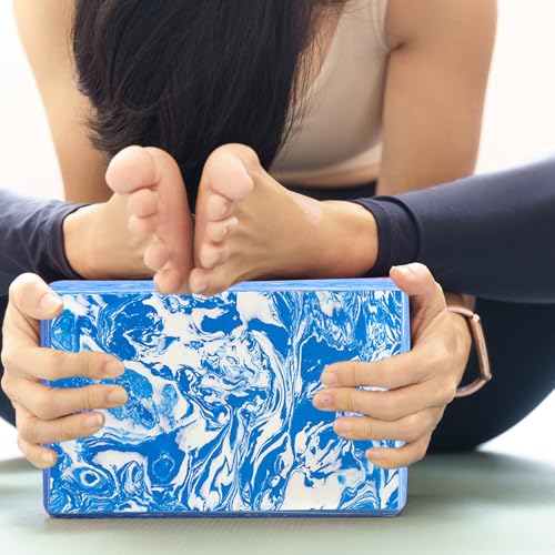 2-Pack Yoga Blocks, High-Density 9"x6"x3" Yoga Brick Foam Blocks Non-Slip EVA Foam Block Yoga Props Accessories for Yoga Pilates Stretching and Meditation - color: Camo Blue