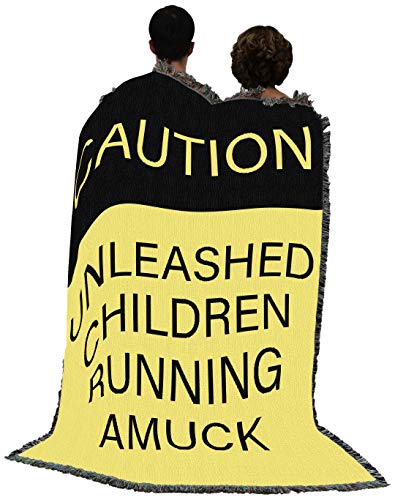 Pure Country Weavers Caution Unleashed Children Running Amuck Blanket - Funny Gift Tapestry Throw Woven from Cotton - Made in the USA (72x54) - color: Running Amuck