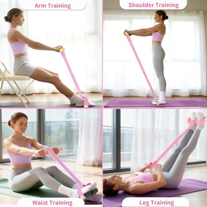 Pedal Resistance Band with Handle, Durable 6-Tube Exercise Bands - color: Pink