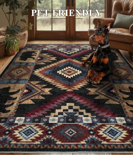 YIHOUSE Washable Western Cabin Area Rugs 4x6 Brown - color: Bear, size: 4'x6' (Rectangular)