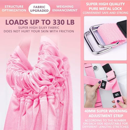 Leg Stretcher Strap Adjustable Fitness Strap Band for Waist Trainer Stretching Door Swing Flexibility Tensile Trainer with Carrying Pouch Back Bend Go Upside-Down for Yoga Practitioner Ballet Dancer Gymnastics Exercises - color: Pink