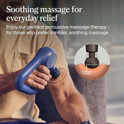 TheraGun Therabody Relief Massage Gun | for Daily Comfort | 3-Speed | Navy | Quiet Handheld Percussion Muscle Massager for Back, Leg & Shoulder Pain Relief. Lightweight, Easy to Use, Ergonomic Grip - color: Navy - 3 Attachments