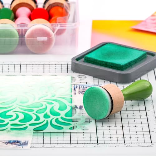 26 Pcs/Sets Ink Blending Tool Sets, Include 2 Pcs Round Ink Mini Applicator Tools and 24 Pcs Replacement Refill Foam Pads for Drawing Distressing Blending Scrapbooking & Stamping Supplies (Green) - color: Green