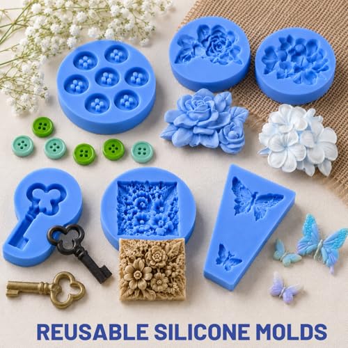 Silicone Putty, 1LB Flexible Silicone Mold Making Kit, Non-Toxic, Easy 1:1 Mixing Ratio, Fast Cured & Reusable Molding Compound for Resin, Soap, Wax, Jewelry Making
