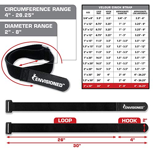 Velour Cinch Straps 2" x 72" - 4 Pack, Soft Touch Microfiber Reusable Hook and Loop - size: 2" x 72"