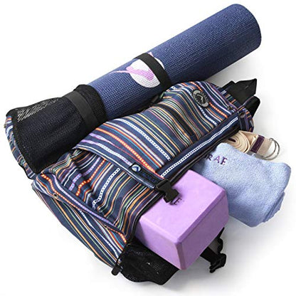 AURORAE Yoga Mat/Gym/Pickleball Cross-body Sling Back Pack. Mat sold separately - color: Purple Stripe