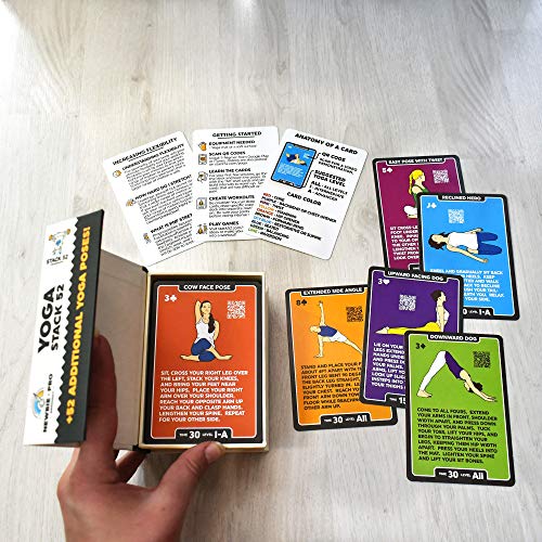Stack 52 Yoga Exercise Card Mega Pack by Certified Yoga Instructor - color: 107 Card Mega Pack