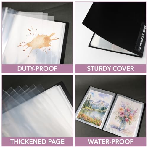 Mr. Pen- Art Portfolio Folder, 12.7"x9.25" Inner Sheet Size, 40 Pocket | Large Display Folder with Clear Sheet Protectors for Artwork, Music Sheets, Documents, Presentations & Organization