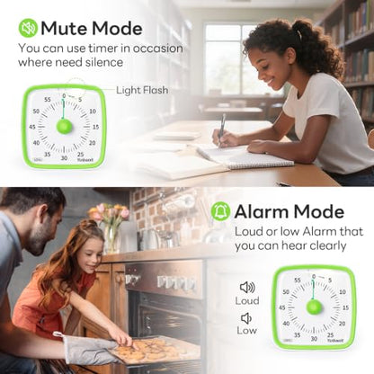 Yunbaoit Visual Timer with Night Light, 60 Minute Countdown, Light Green - color: Light Green
