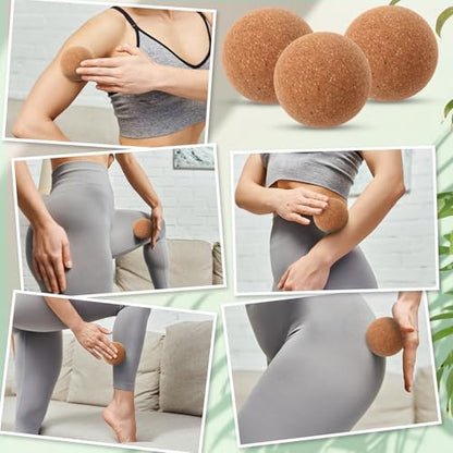 Seenelling 20 Pcs Cork Massage Ball 2.5 Inch Solid Hard Myofascial Release Yoga Ball for Back Foot Neck Pain Therapy Portable Tissue Muscle Release Tool for Home Office Travel - size: 2.5 Inch