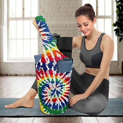 Yoga Mat Bag Carrier for Women with Side Large Pocket Durable Linen Workout Gym Travel Storage Pilates Mats - color: yoga bag - 02