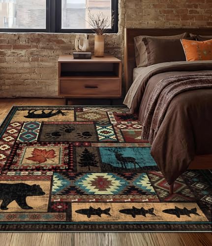 YIHOUSE Washable Rustic Cabin Area Rugs 4x6 Brown - color: Brown, size: 4'x6' (Rectangular)