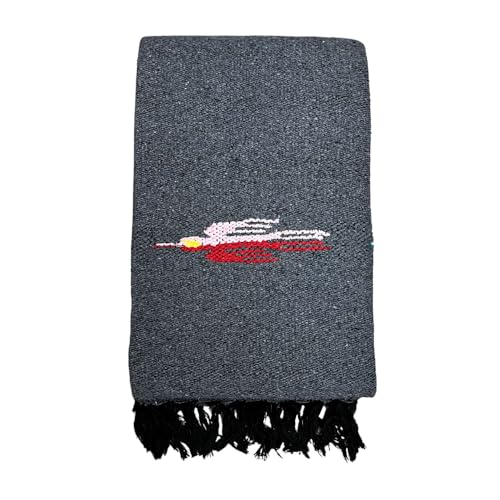 Open Road Goods 요가 담요 - 두꺼운 멕시코 썬더버드 담요 - 수제 및 요가를 위해 제작! - color: 차콜