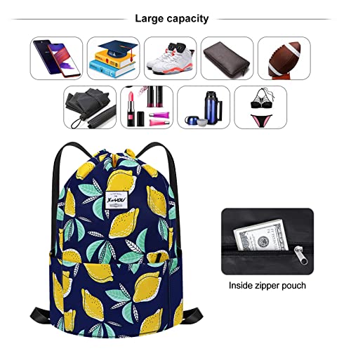 XEYOU Drawstring Backpack Bag Sport Gym Sackpack Beach Cinch Bag | Lightweight Swimming Bag, Water-Resistant Fabric, Travel Daypack for Women and Men - color: Pears Pattern