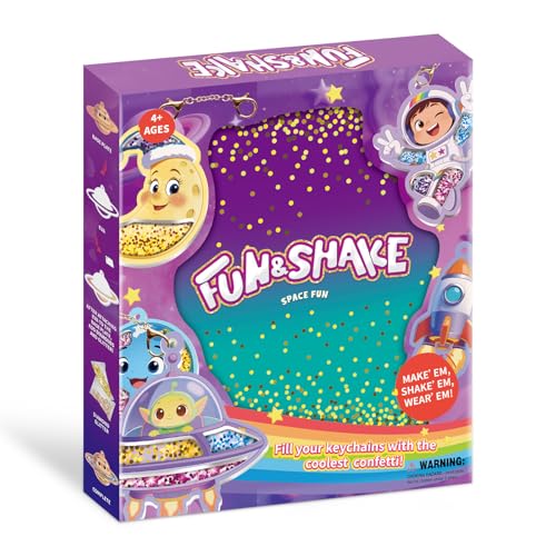 DIY Glitter Craft Kit with Keychains - Mess-Free Arts and Crafts for Kids Ages 4-8, Fun Shake-It Activity, Creative Travel Toys, Party Favors & Birthday Gifts for Girls 4-9 - color: Purple-Blue