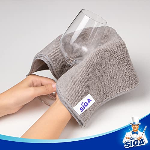 MR.SIGA Microfiber Cleaning Cloths, All Purpose Cleaning Towels, Pack of 6 | Ultra absorbent and soft microfiber towels for kitchen, car and household surfaces, Teal & Gray, 35 x 40 cm(13.8 x 15.7 inch) - size: 13.8 x 15.7 inch