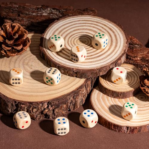 10PCS 16mm D6 Dice Set Wooden 6 Sided Dice Set for D&D Board Games - color: D6-color P