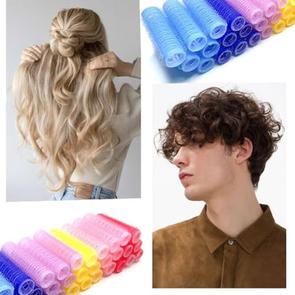 ZMD 18Pcs Self Grip Small Hair Curlers Rollers, Plastic Hair Curlers Heatless Salon Hairdressing Curlers DIY Curly Hair-Accessories for Women Girls Short Medium Thick Hair (0.8 x 2.4 Inch) - color: Blue