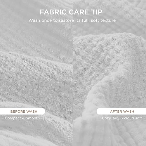 Threadmill Cotton Throw, Muslin, White, 4-Layer, Lightweight, Breathable | 100% Cotton, Muslin Weave, 50x65 in, Breathable, All-Season, Lightweight, OEKO-TEX Certified, Machine Washable - color: White, size: Throw