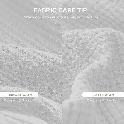 Threadmill Cotton Throw, Muslin, White, 4-Layer, Lightweight, Breathable | 100% Cotton, Muslin Weave, 50x65 in, Breathable, All-Season, Lightweight, OEKO-TEX Certified, Machine Washable - color: White, size: Throw
