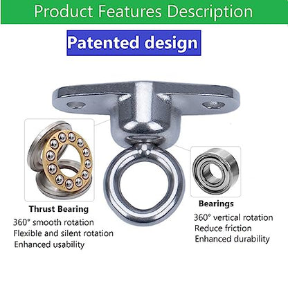 Bearing Swing Hanger Antirust Heavy Duty 360°Rotation 1200LB Capacity Playground Yoga Hammock Chair, Rope sandbag Porch Swing - style: Only 360° Rotation