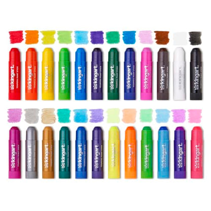 KINGART Tempera Paint Sticks – 24 Metallic & Neon Colors – Quick-Drying, Washable, Solid Paint Crayons – Mess-Free Multi-Surface Medium for Paper, Wood, Canvas, & Glass